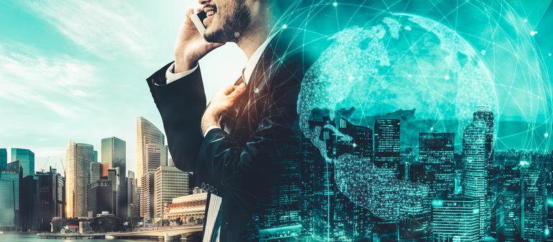 Die moderne kreative Kommunikation und das Internet verbinden sich in der intelligenten Stadt