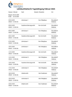 Stundenplan Tageslehrgang Februar 2025