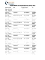 Stundenplan Samstagslehrgang Februar 2025