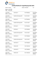Stundenplan Tageslehrgang Mai 2025
